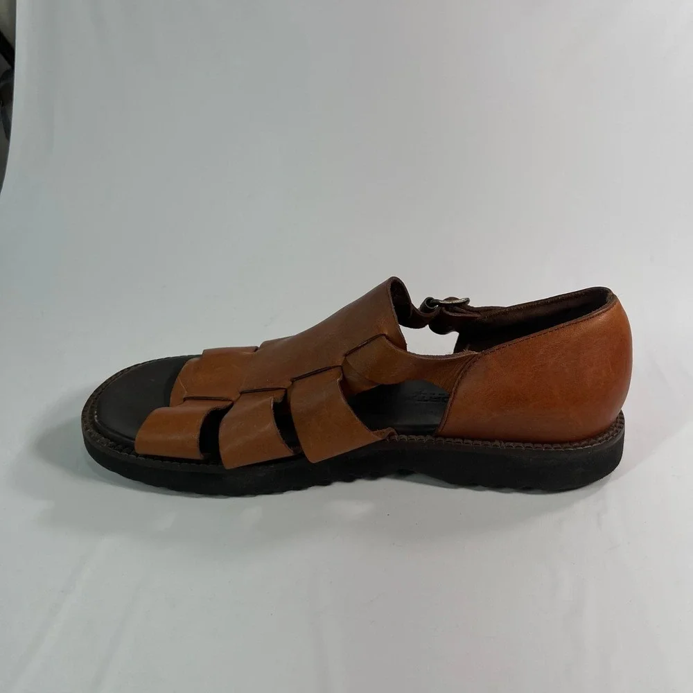 Polo Sport Ralph Lauren Fisherman Sandals Mens 11D Brown Leather MD3642 Vintage
